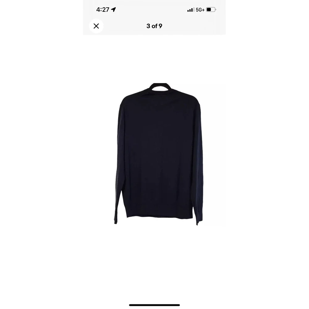 Brooks Brothers V Neck Wool Spandex Stretch Sweater M Navy L Prof Dry Cleaned